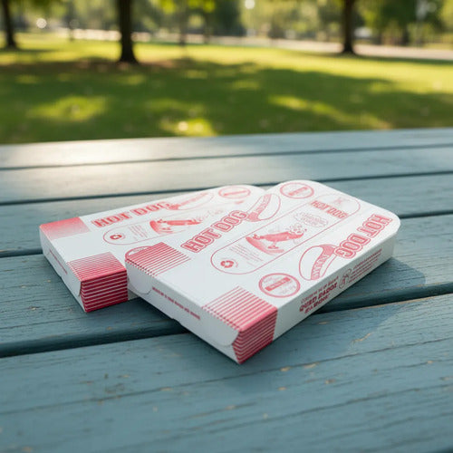 Caja Carton Blanca Porta Perro 16cm X 100 Unidades Blanco/rojo
