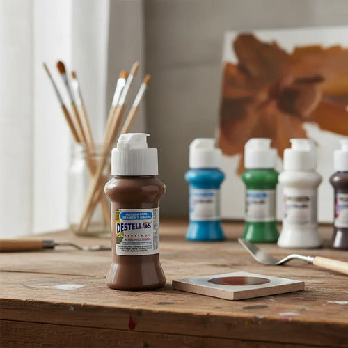 Pintura Cerámica Y Madera Destellos Color Marrón Oscuro