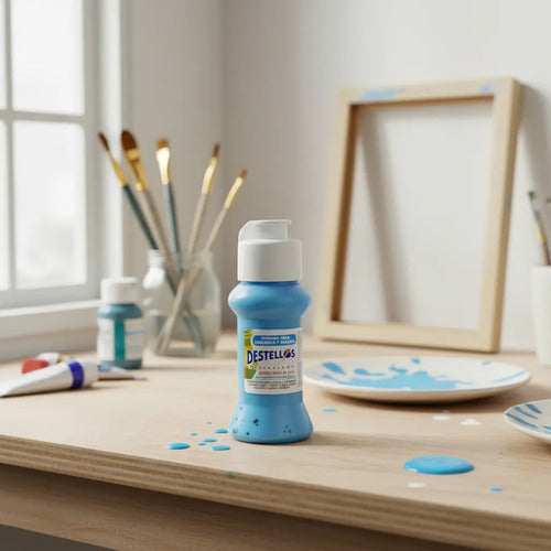 Pintura Cerámica Y Madera Destellos Color Azul Bebe