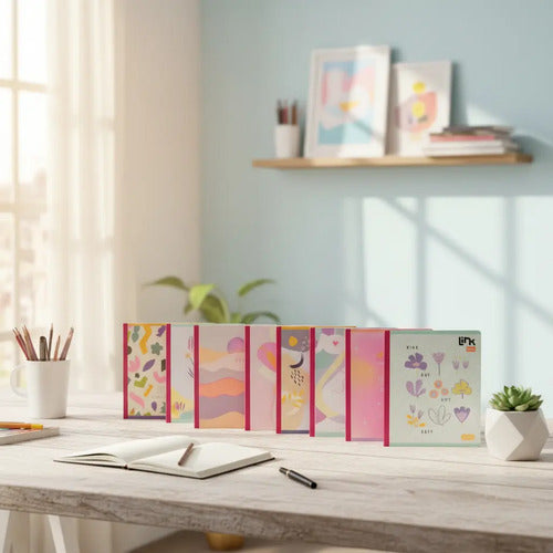 Cuaderno Con Stickers Cosido Cuadriculado 100 Hojas