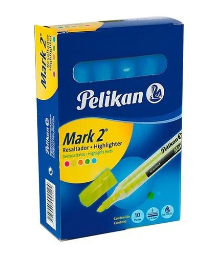 Resaltador Pelikan Mark2 Azul Caja X 10 Unidades