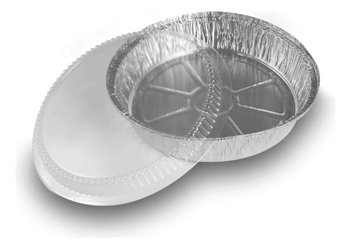 Recipiente Redondo Aluminio Molde Torta Con Tapa 18x6cm Plateado