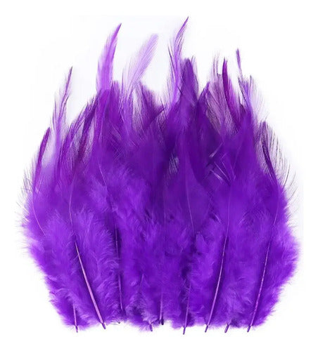 Plumas Decorativas Artificiales Color Morado Paquete X 100 Violeta