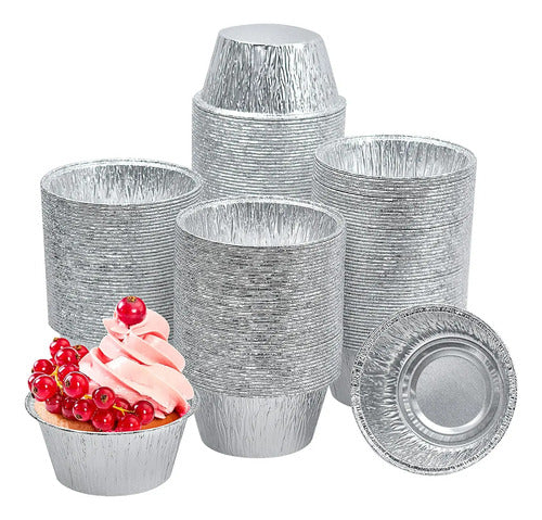 Molde Aluminio Con Tapa  Cupcake Muffin X 12 Unidades Plateado