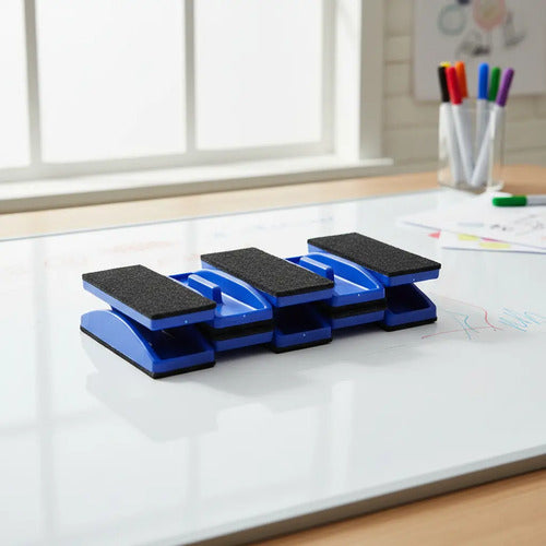 Borrador Tablero Con Portamarcador X 6 Unidades Azul