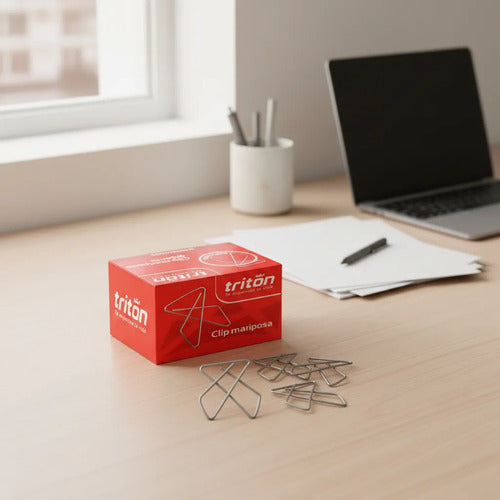 Clip Mariposa Triton 12 Cajas X 50 - Total: 600 Und Gris