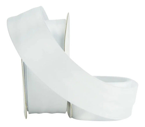 Cinta Blanco Raso Tela Satín Moños 5cm X 30 Metros Blanco