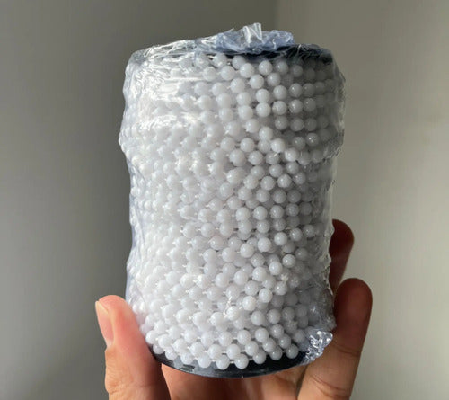 Rollo De Perlas De 4mm Decorativas Blanco X 22 Metros