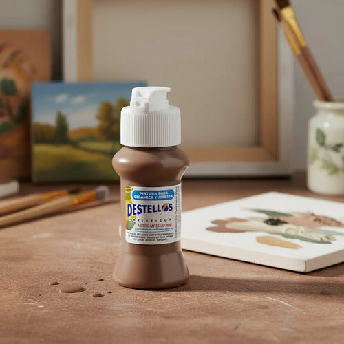 Pintura Cerámica Y Madera Destellos Color Marrón Oscuro