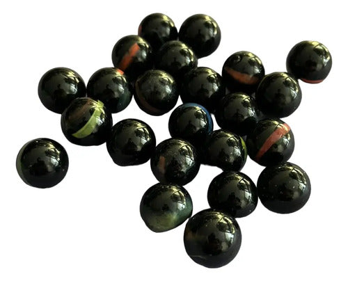 Canica Piquis Bolas De Cristal Negra X 50 Unidades
