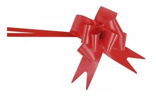 Moño Mágico Jumbo Holografico Rojo 12 Cm X 10 Unidades