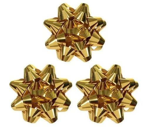Moño Estrella Dorado Para Regalo Diametro 2.5cm X 90 Und