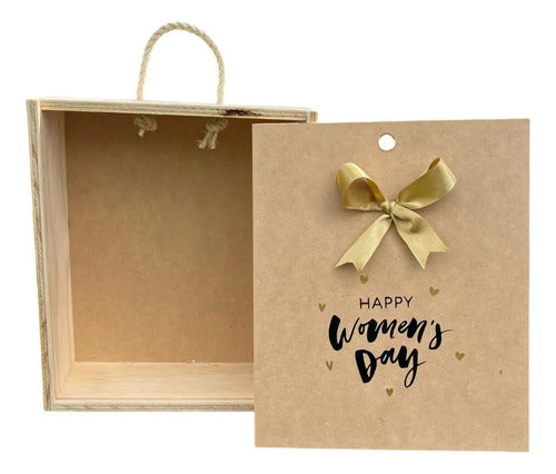 Caja Tapa Corrediza Madera Regalo Dia De La Mujer 28x24x9 Cm Madera Día De La Mujer