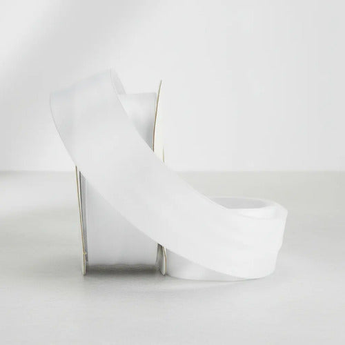 Cinta Blanco Raso Tela Satín Moños 5cm X 30 Metros Blanco