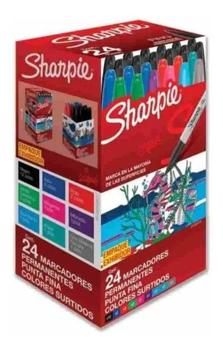 Marcadores Permanente Sharpie Fino Exhibidor X 24 Unid