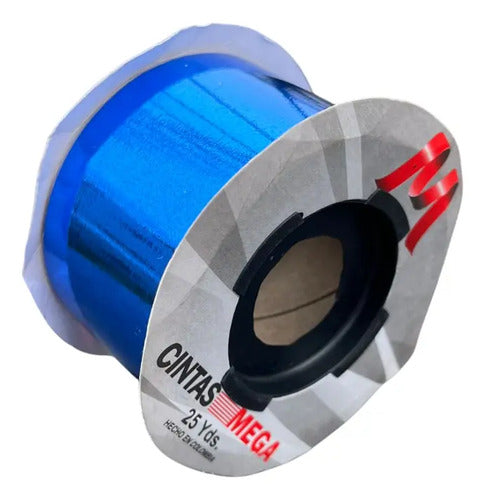 Cinta Papel Decorativa Moños Azul Metalizada 5cm X 23 Metros Azul 5cm