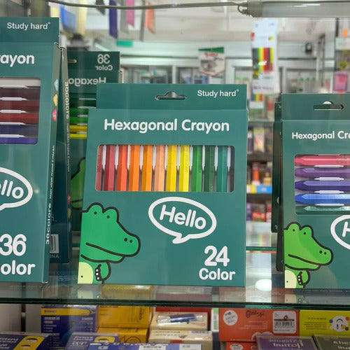 Crayón Tiza Pastel Al Oleo Hexagonal X 24 Colores Surtido