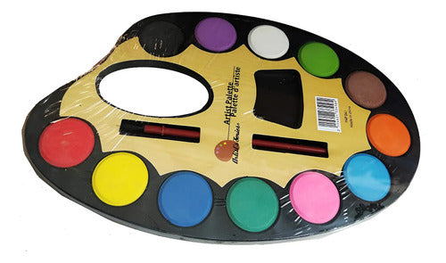 Acuarela Paleta X 12 Colores Y Pincel Paleta X 12 Colores