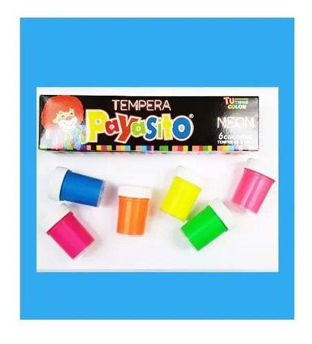 Témpera Escolar Neon Payasito X 6 Colores - 3 Cajas