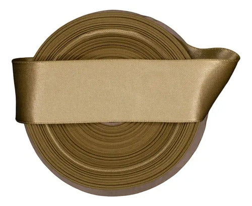 Cinta Dorado Raso Tela Satín Moños 25 Mts X 3.5 Cm  Dorado Oscuro 3.5cm
