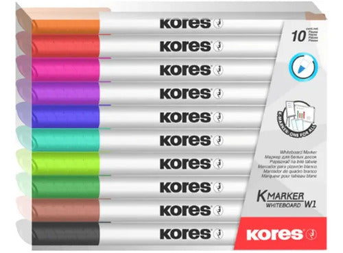 Marcador Borrable Kores Delgado X 10 Colores