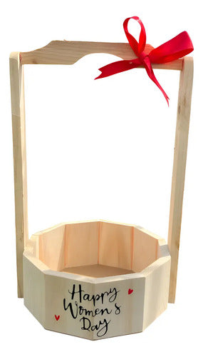 Caja Regalo Canasta Día De La Mujer 32x21 Cm Rojo