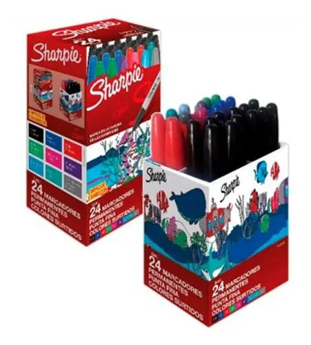 Marcadores Permanente Sharpie Fino Exhibidor X 24 Unid