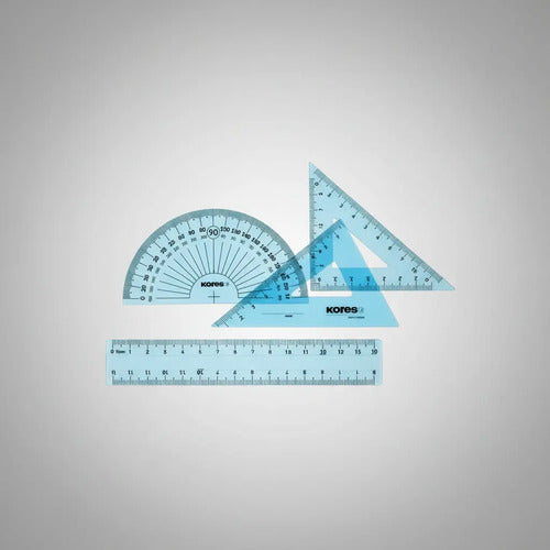 Kit Geométrico Regla 15 Cm Transportador, Escuadra 45° Y 60°