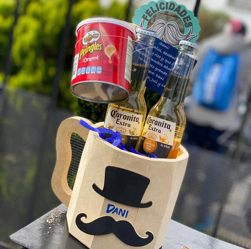 Regalo Ancheta Hombre Vaso Madera Bigote