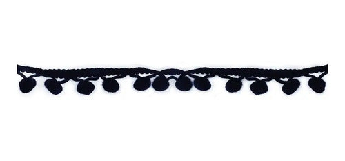 Cinta Bordada Con Pompones Negro X 25 Mts Negro