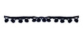 Cinta Bordada Con Pompones Negro X 25 Mts Negro