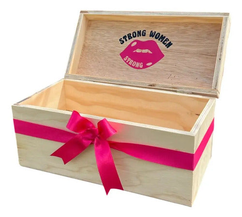 Caja Cofre Madera Para Regalo Día De La Mujer 30x15x15 Cm Madera