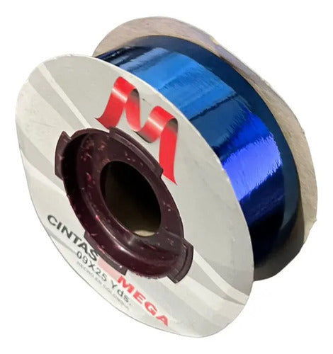 Cinta Decorativa Papel Azul Metalizada 3cm X 22 Metros