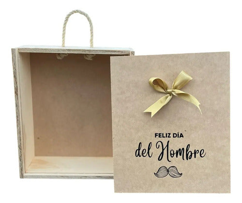 Caja Tapa Corrediza Madera Regalo Dia Del Hombre 28x24x9 Cm Madera Día Del Hombre