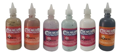 Pintura Escarchada Bordeadora Tela Richelieu Roseta X 6 Pcs