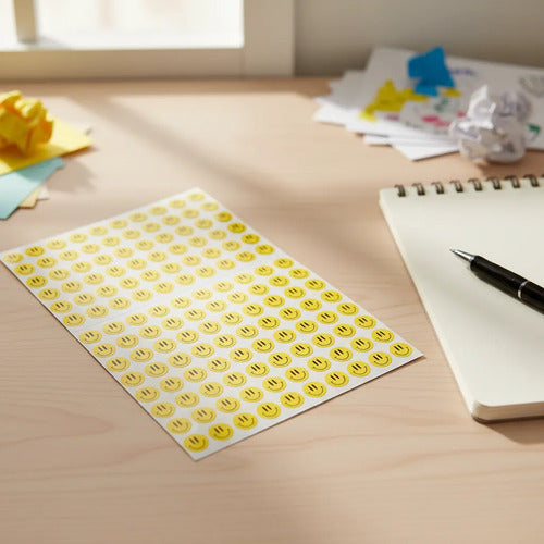 Rotulo Autoadhesivo Carita Feliz 1.3 Cm X 308 Pcs Amarillo Carita Feliz
