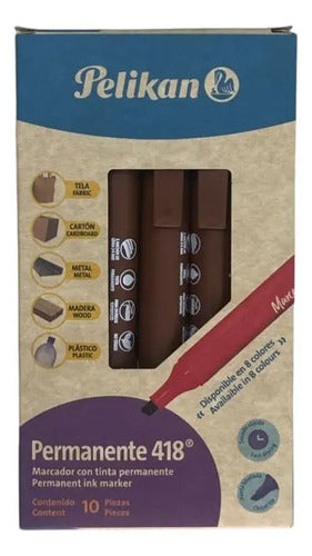 Marcador Permanente Pelikan Cafe Caja X 10 Pcs Ref. 418