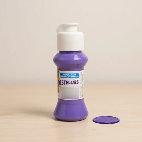 Pintura Cerámica Y Madera Destellos Color Violeta Nocturno