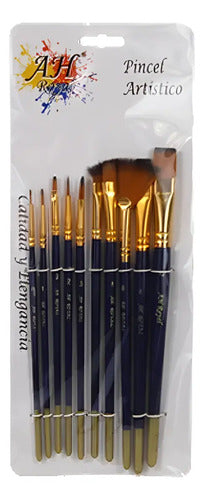Juego De Pinceles Artisticos X 10 Pcs Amarillo