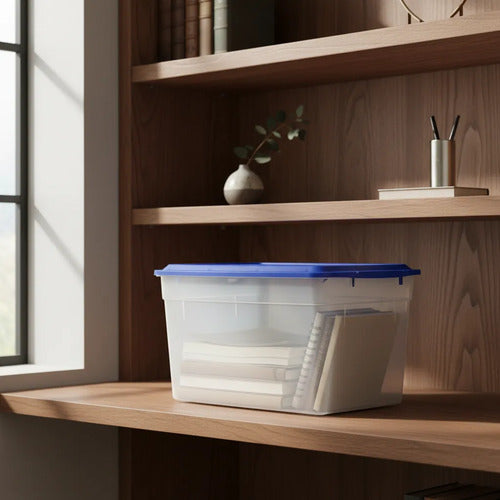 Caja Organizadora Plástica Con Tapa 14 Lt - 30 X 19 X 20 Cm Transparente