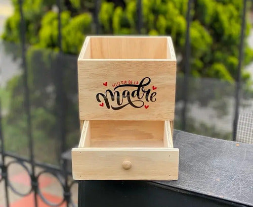Caja Madera Para Regalo Ancheta Día De La Madre 20x20x18cm Madera