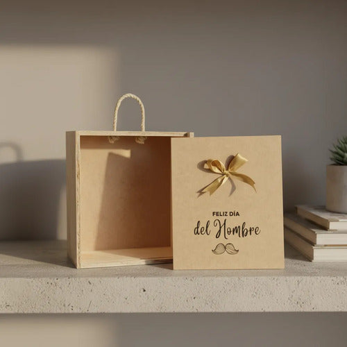 Caja Tapa Corrediza Madera Regalo Dia Del Hombre 28x24x9 Cm Madera Día Del Hombre