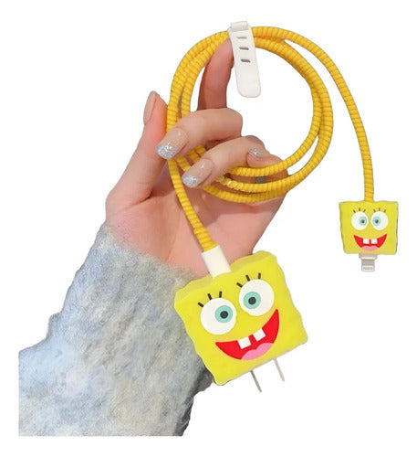 Protector Para Cable iPhone Bob Esponja  Amarillo