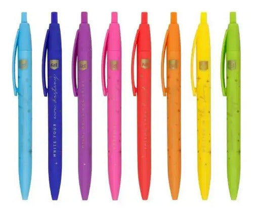 Boligrafo Retractil Kiut X 8 Colores Multicolor Varios