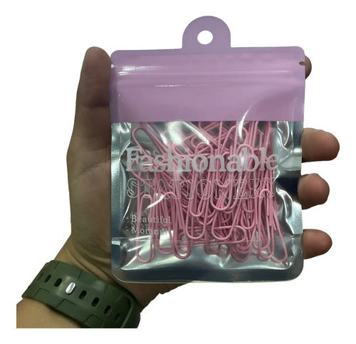 Clip Pastel Jumbo Rosado X 30 Unidades  Rosa Claro