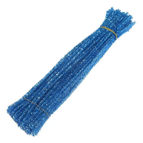 Chelines Metalizados Color Azul Claro 30cm X 100 Pcs