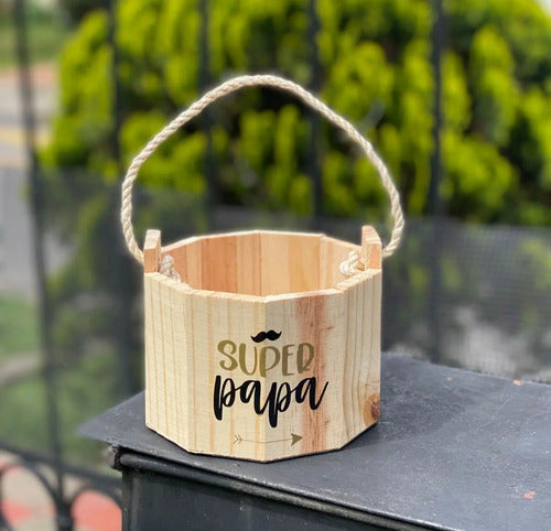 Cubeta De Madera Para Regalo Día Del Padre 15x13cm Madera