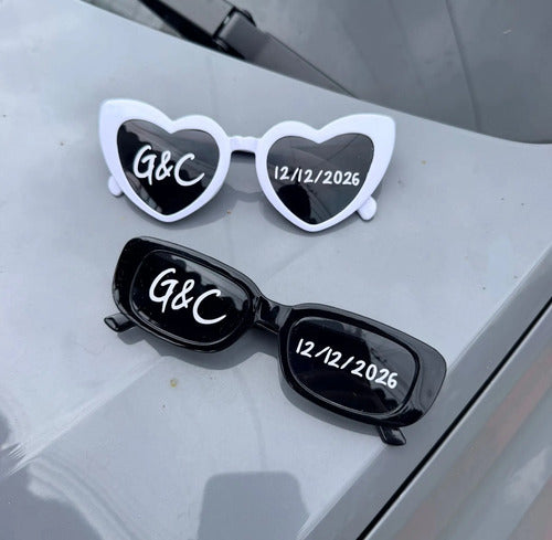 Gafas Personalizadas Mujer/hombre Boda Matrimonio X 2 Und Negro/blanco Corazon/rectangular