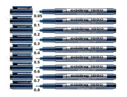 Rapidógrafo Drawliner Edding 1880 Kit X 9 Pcs