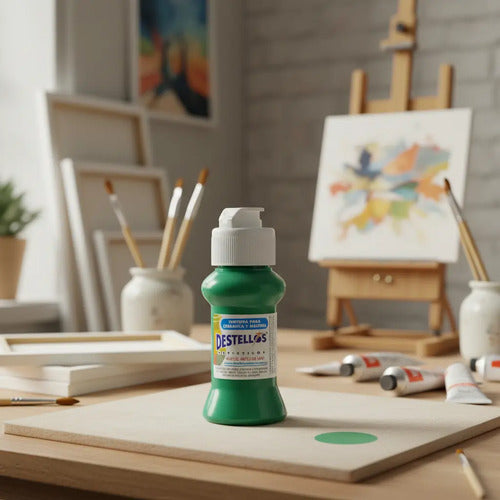 Pintura Cerámica Y Madera Destellos Color Verde Navidad